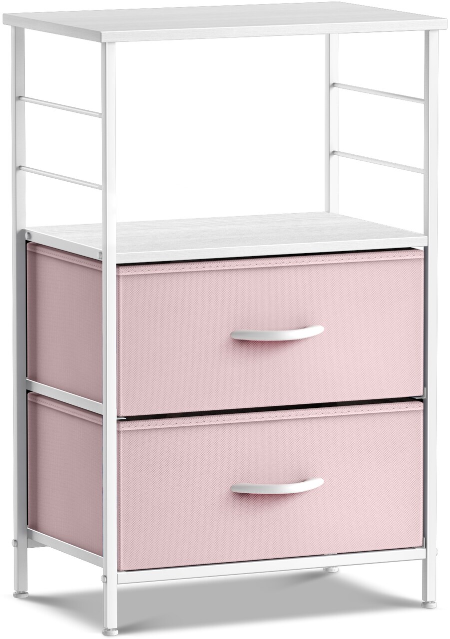 Sorbus Nightstand 2-Drawer Shelf Storage - Bedside Furniture & End Table Chest Dresser with Steel Frame, Wood Top & Easy Pull Fabric Bins for Home, Bedroom, Closets, Bathroom, Office & College Dorm